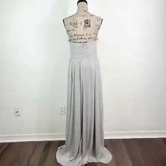 Eliza J NWOT Silver Metallic A-line Maxi Gown Dress Size 14 - Picture 2 of 6